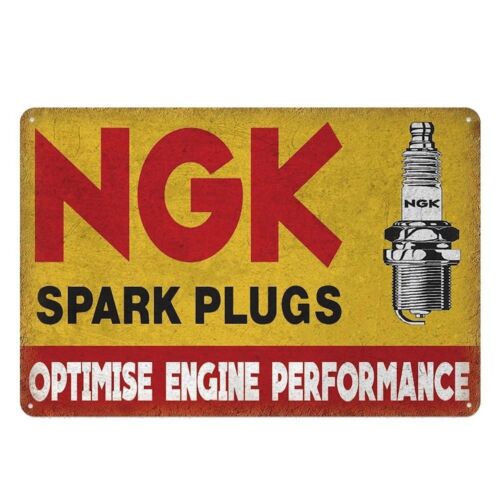 Spark Plug - ป้ายสังกะสี NGK หัวเทียน ศิลปะตกแต่งผนังสำหรับร้านซ่อมรถยนต์สไตล์เรโทร