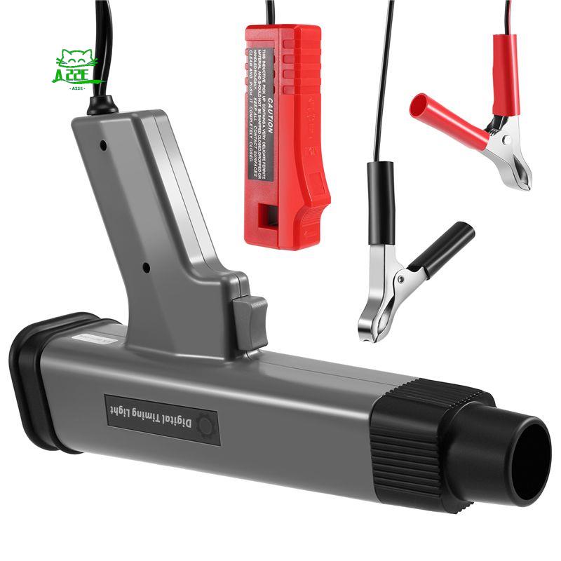 Timing Light Gun - ไฟตั้งเวลาจุดระเบิดเครื่องยนต์ดิจิตอลสำหรับรถยนต์ A22E-12V พร้อมจอแสดงผล LED ไฟสโตรบตั้งเวลาจุดระเบิดแบบเหนี่ยวนำ