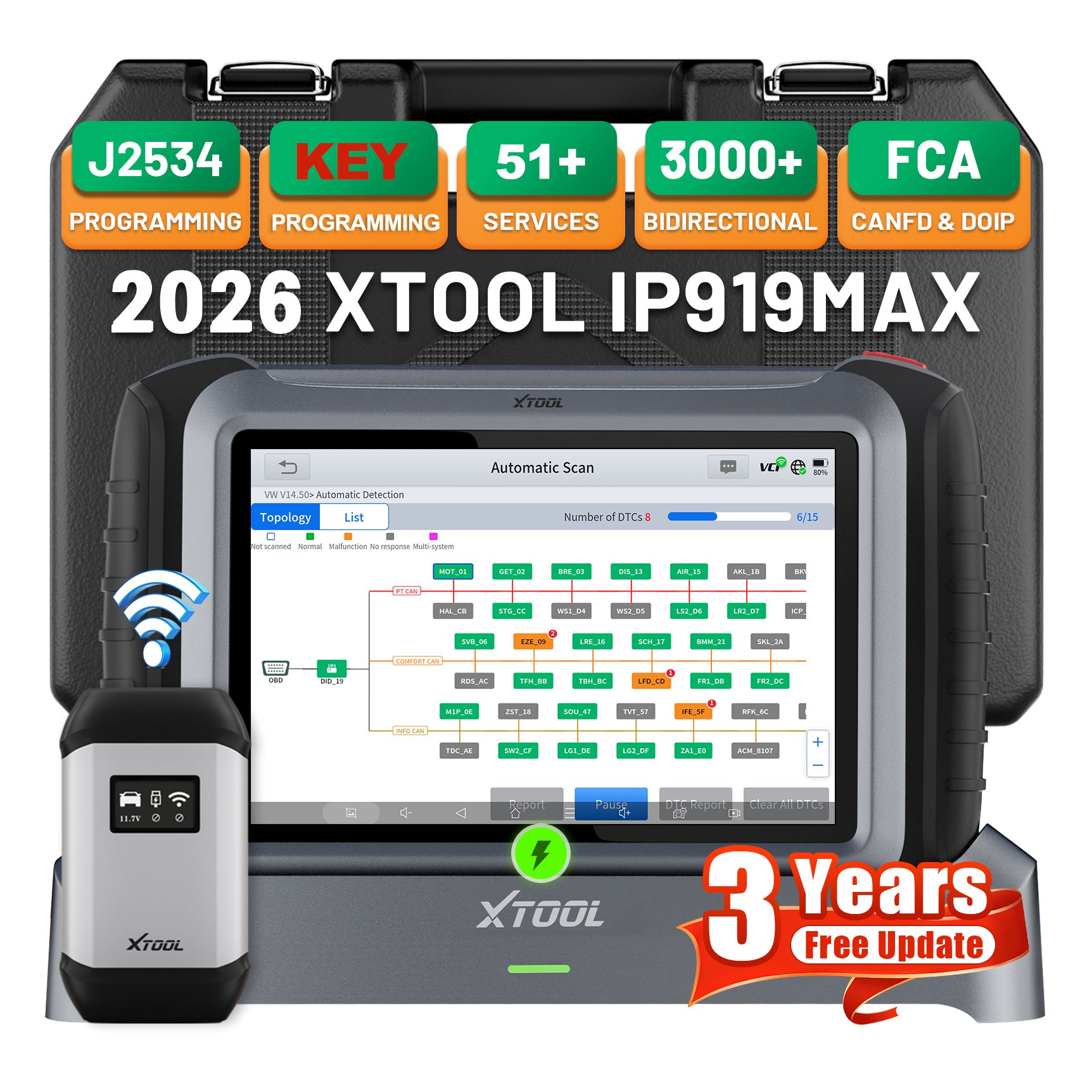 Car Diagnostic Tool - เครื่องมือโปรแกรม ECU XTOOL IP919MAX J2534 จากคลังสินค้า