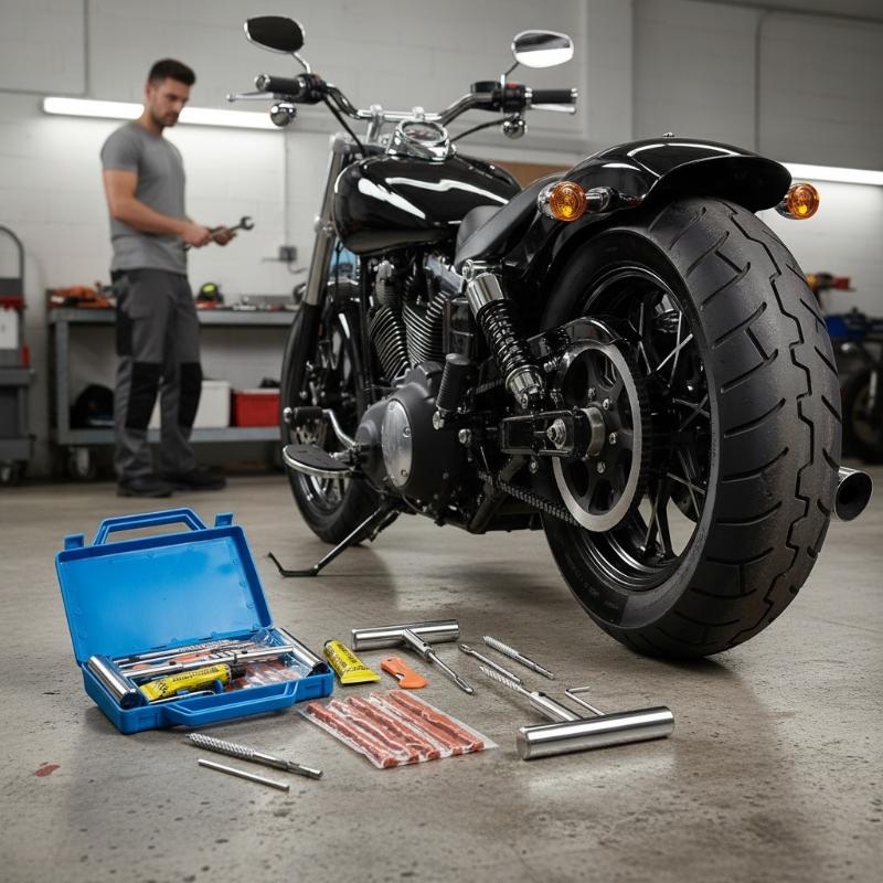Car Repair Tools - ชุดซ่อมยางรถยนต์แบบพกพาสำหรับงานหนัก ชุดเครื่องมือซ่อมยางรั่วฉุกเฉิน พร้อมกล่องเก็บ สำหรับการเดินทางบนถนนกลางแจ้ง